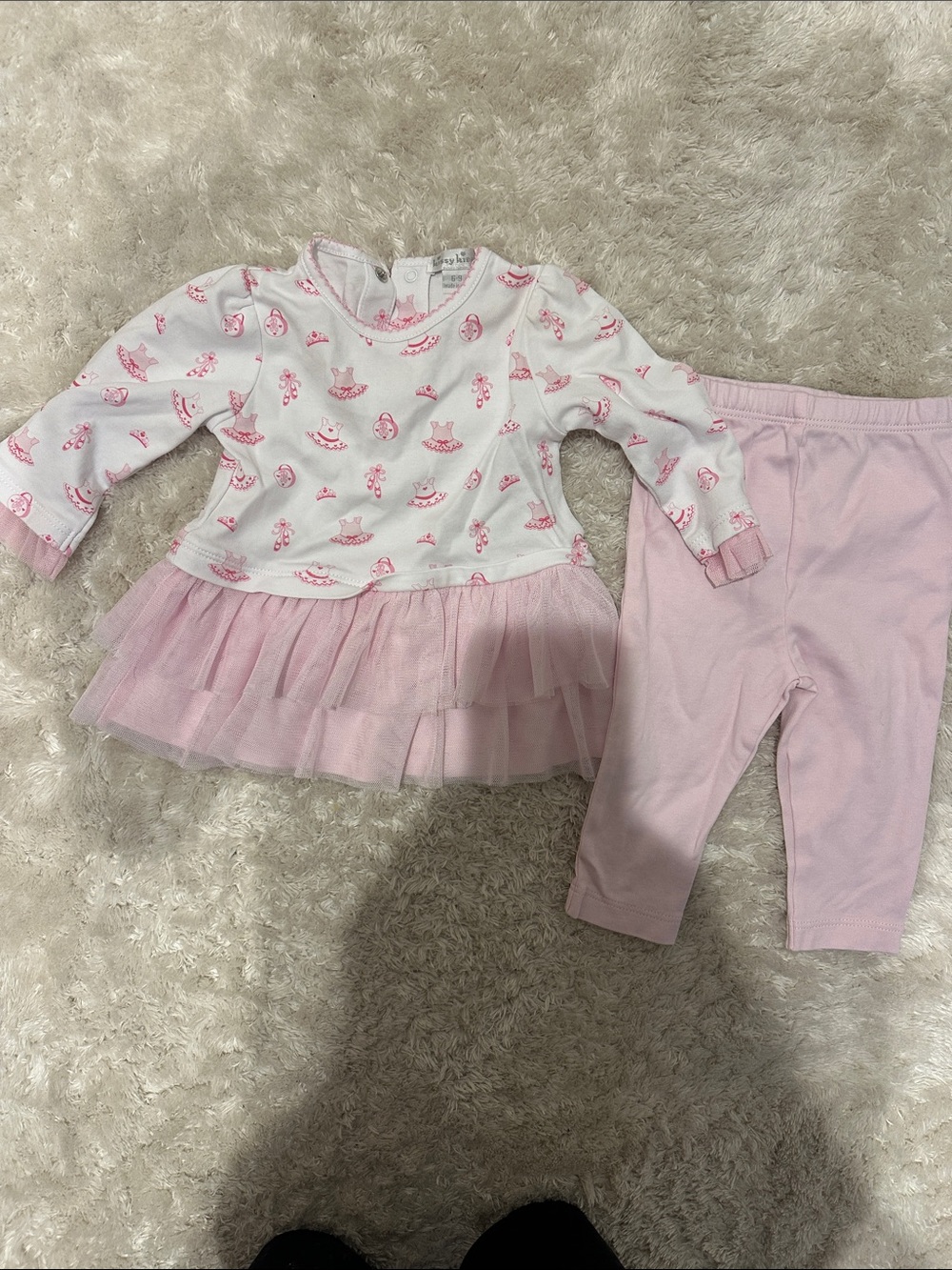 6-9M Pink Tulle Baby Top & Legging Set